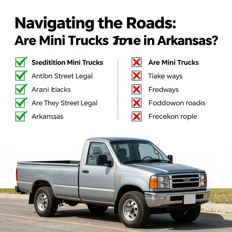 A mini truck parked legally alongside a scenic Arkansas road, showcasing compliance with vehicle regulations.
