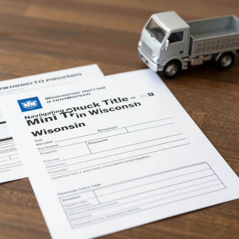 Filling out the necessary forms at a Wisconsin DMV for titling a mini truck.