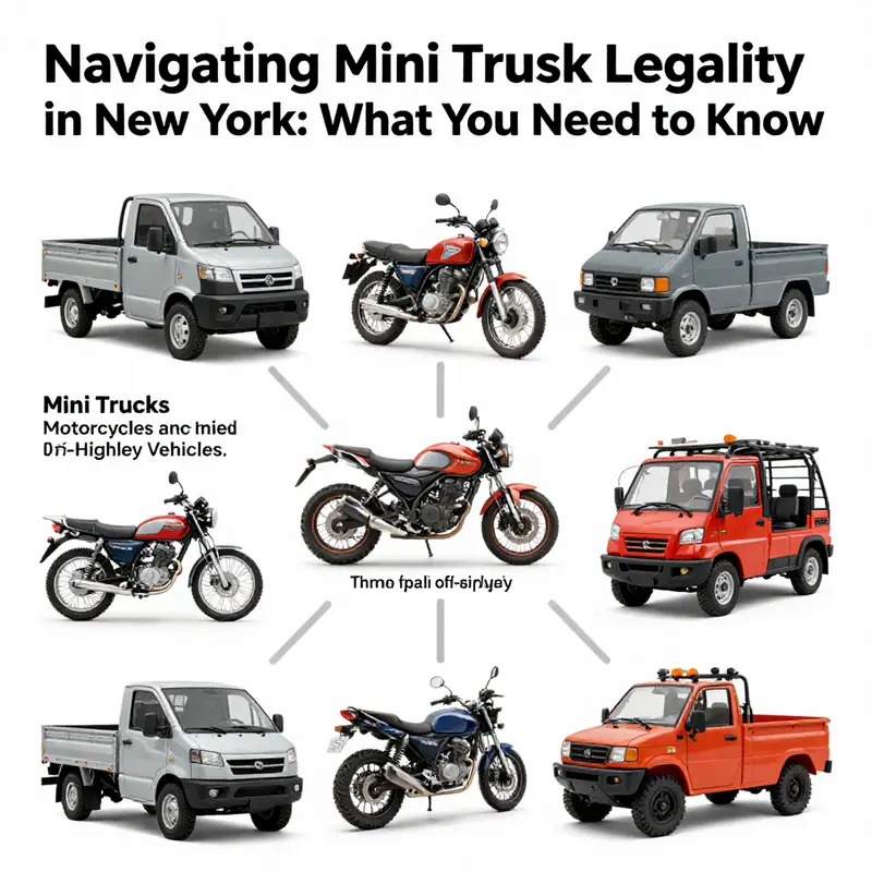 A mini truck serving a local business in New York, highlighting its regulation context.