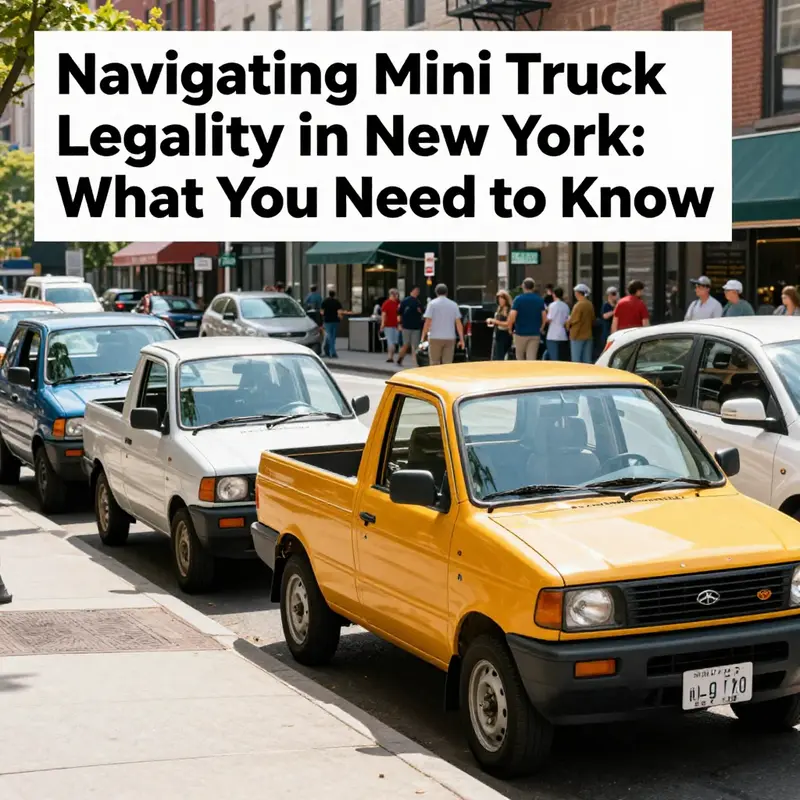A diverse range of mini trucks in an urban setting, symbolizing their utility and community engagement in New York.