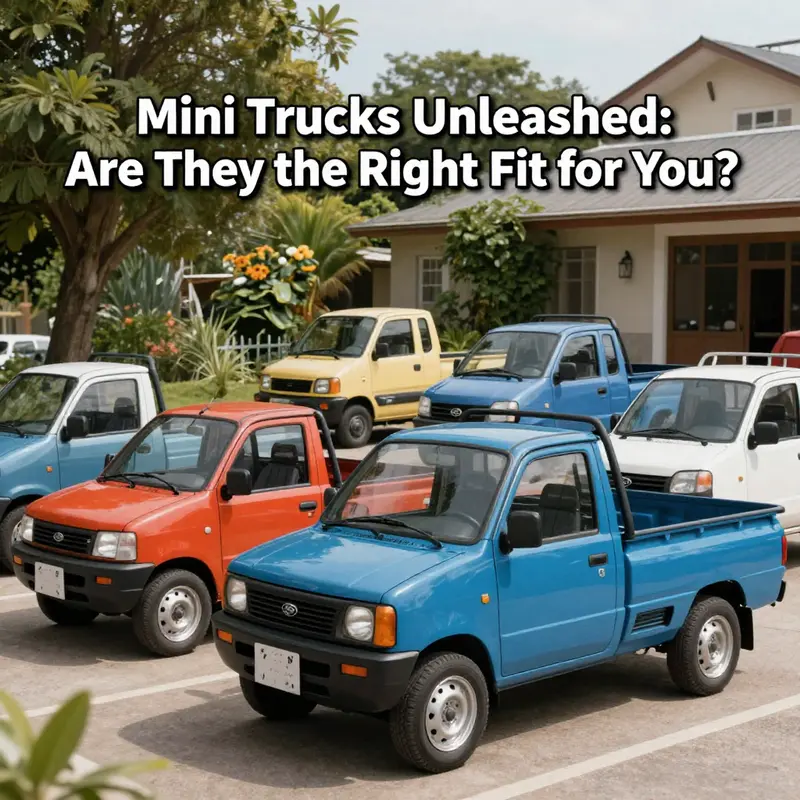 Multiple mini trucks in an outdoor setting, demonstrating their charm and versatility.