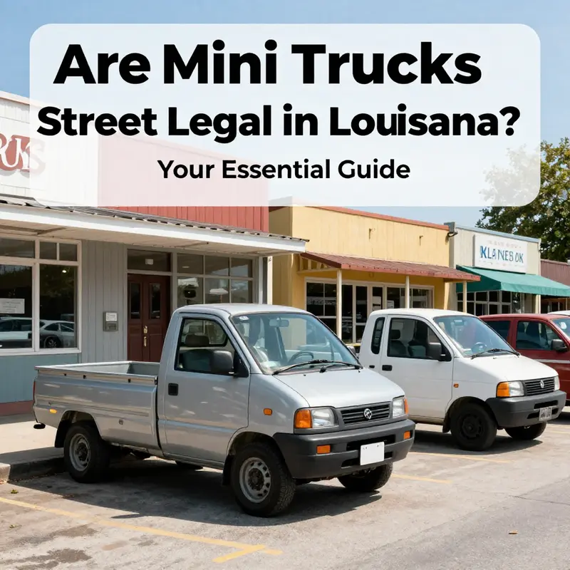 Mini trucks parked legally on a Louisiana street, showcasing their presence in local communities.