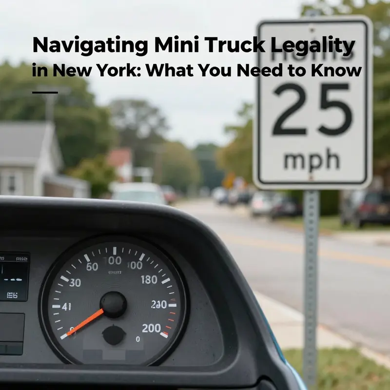 A mini truck serving a local business in New York, highlighting its regulation context.