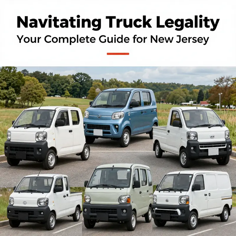 Collage of different mini trucks in New Jersey setting, showcasing their diverse utility and fun.