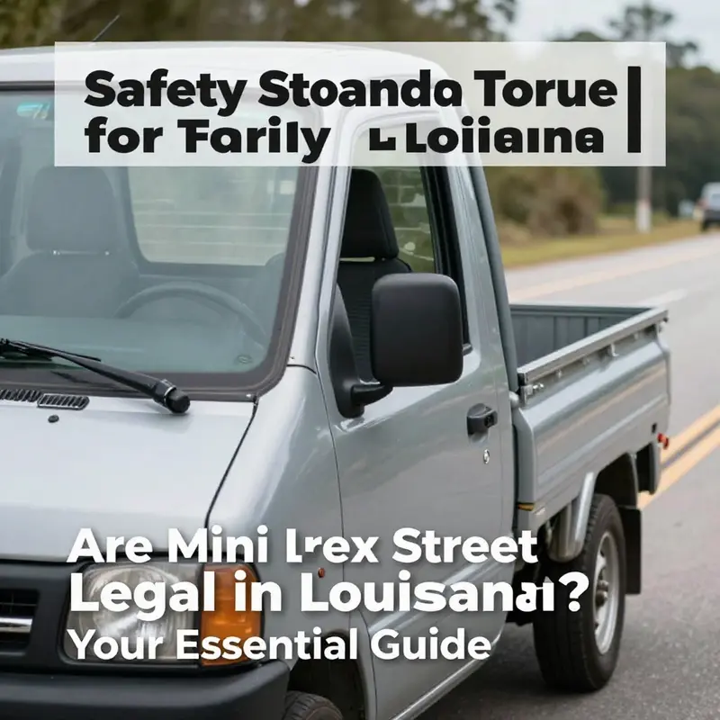 Mini trucks parked legally on a Louisiana street, showcasing their presence in local communities.