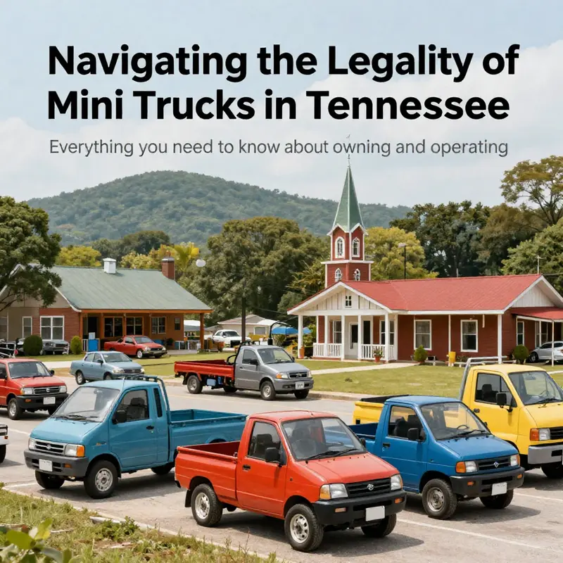 Various mini trucks parked together in Tennessee, illustrating the growing popularity of these vehicles.