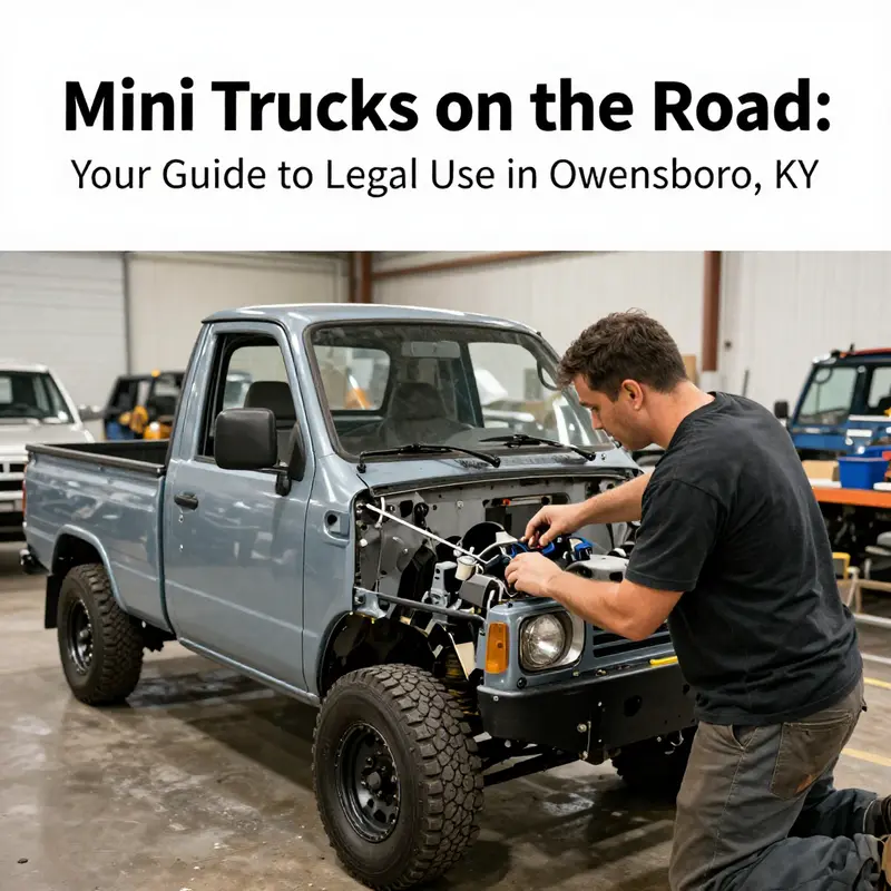 Mini trucks parked in Owensboro, illustrating the legal landscape for these vehicles.