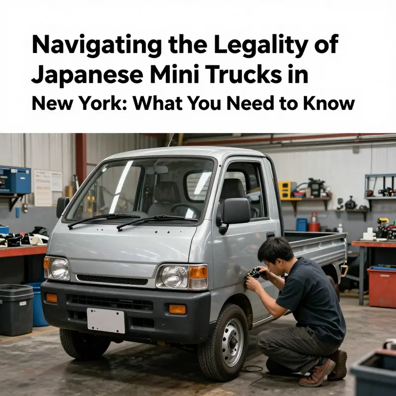 A Daihatsu Hijet in New York, emphasizing safety compliance challenges.