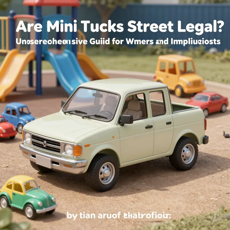 A non-street-legal mini truck surrounded by toy vehicles, highlighting its off-road nature.