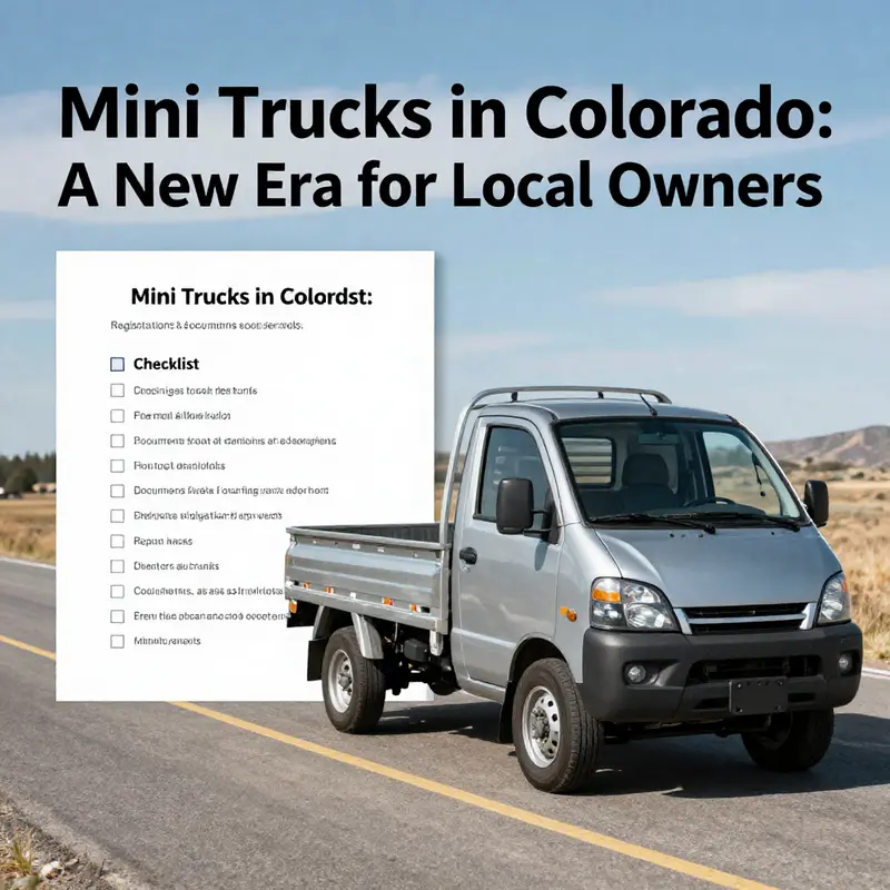Legal status of mini trucks in Colorado, symbolized by a truck set against a stunning Colorado landscape.