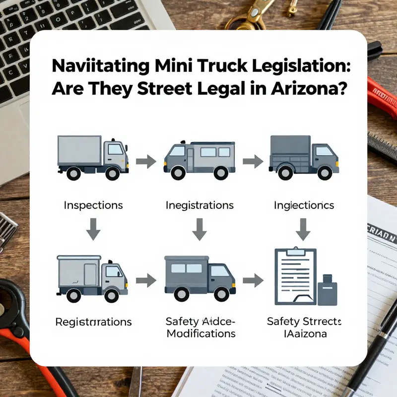 Mini trucks showcased against the stunning Arizona landscape, representing the charm and appeal behind their street legality.