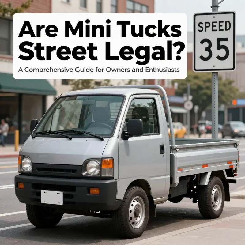 A non-street-legal mini truck surrounded by toy vehicles, highlighting its off-road nature.