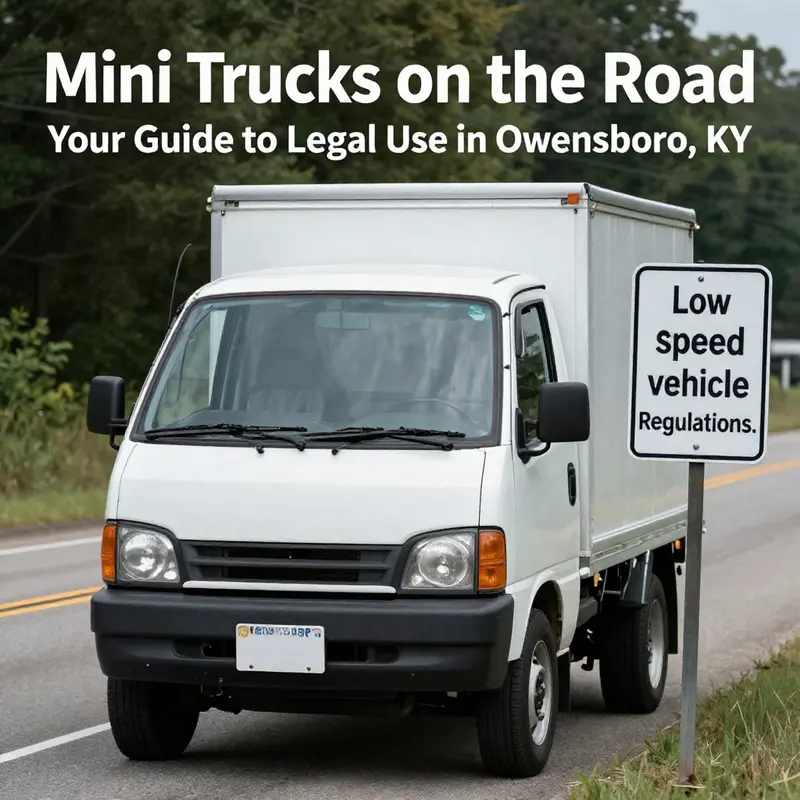 Mini trucks parked in Owensboro, illustrating the legal landscape for these vehicles.