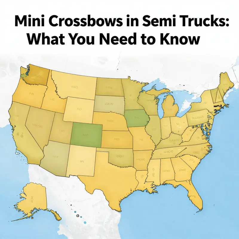 A mini crossbow securely placed in the cabin of a semi-truck illustrating the intersection of transportation and archery.