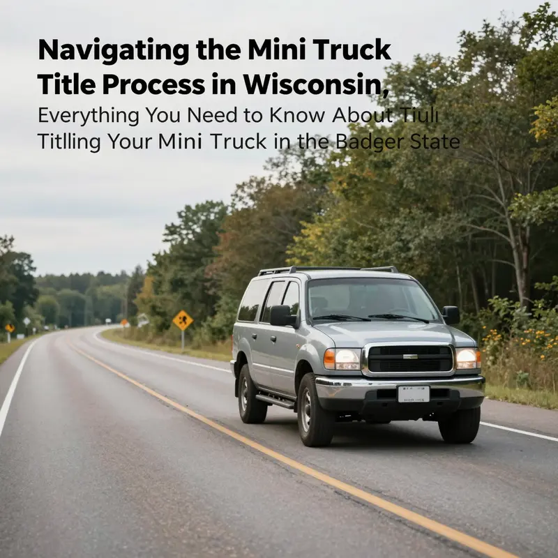 A mini truck traveling along a beautiful road in Wisconsin, representing the joy of outdoor adventures.