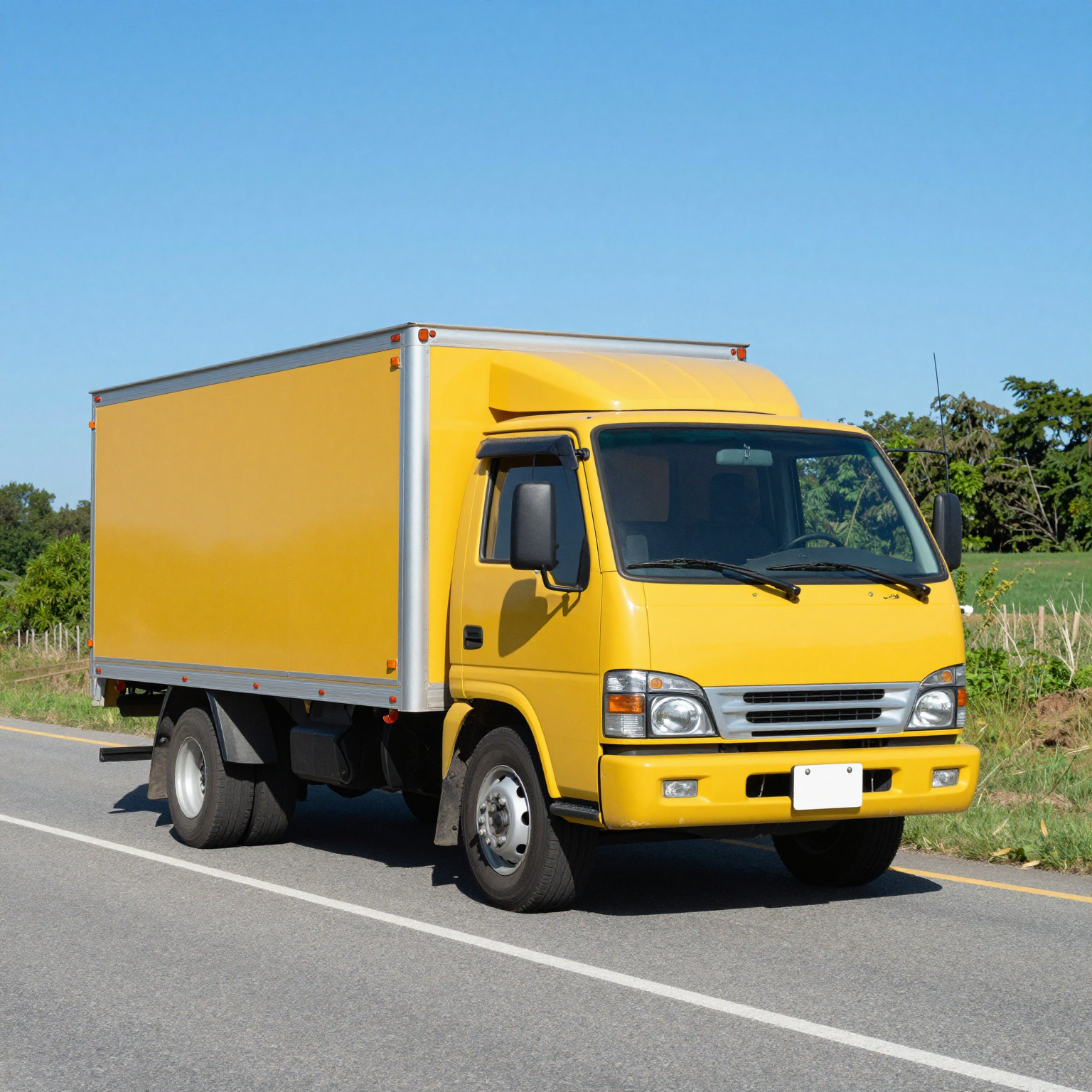 Mini semi truck on the road