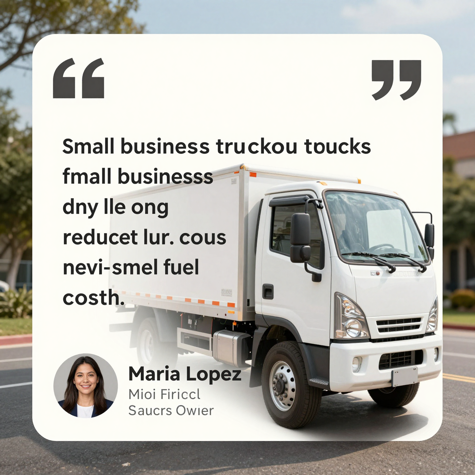 Testimonial from Maria Lopez, mini semi truck owner