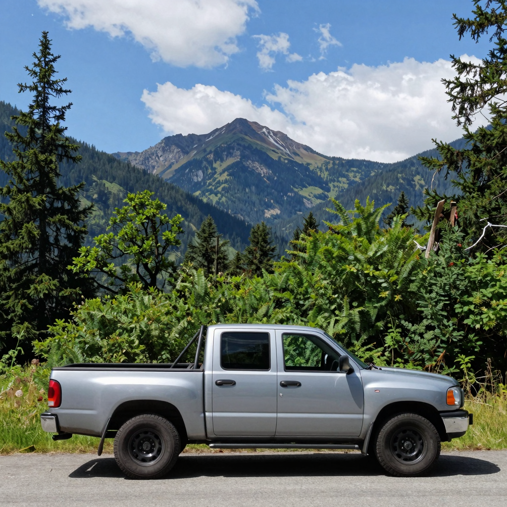 A mini truck parked in a scenic landscape of Washington state
