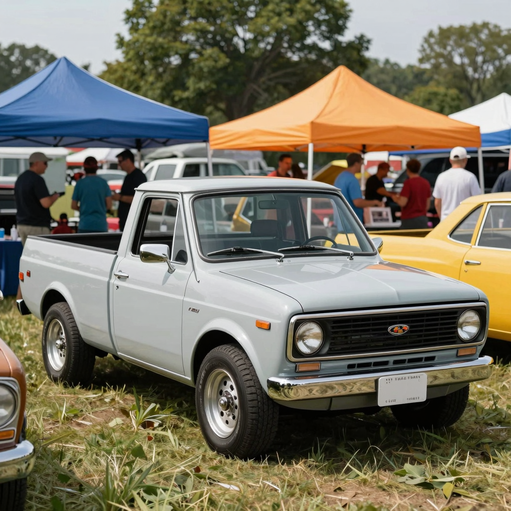 Classic mini truck parked at a community event