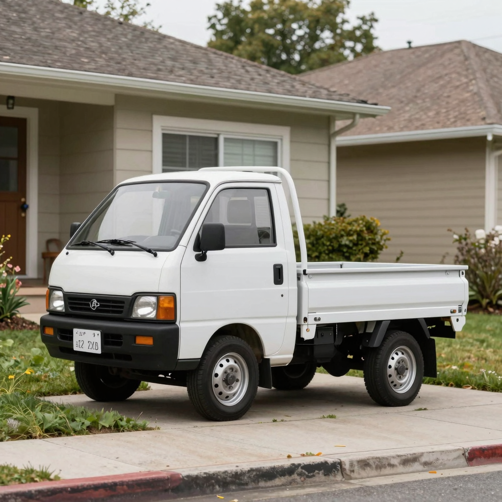 Mini truck in residential setting