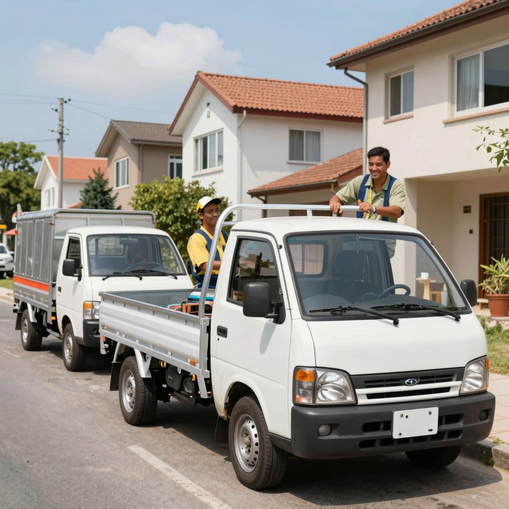 Mini trucks utilitarian in urban area