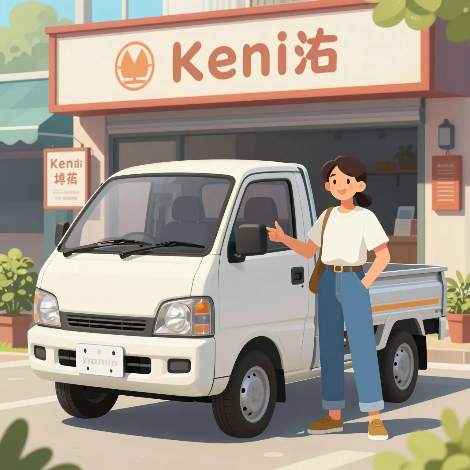 Kei Mini Truck Outside a Small Business