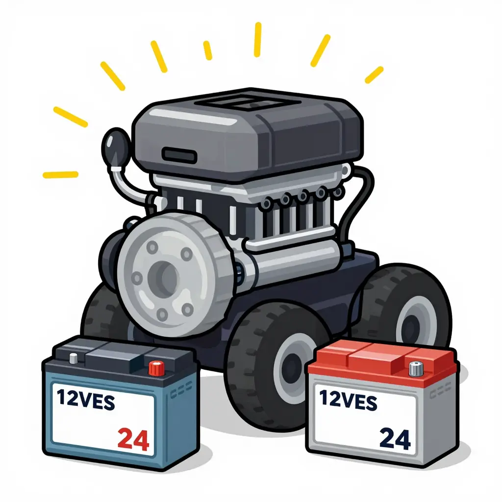 Truck Engine with Battery Illustration