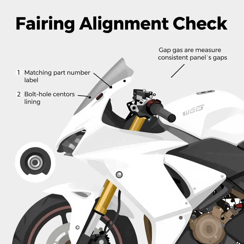 Motorcycle fairing alignment check infographic